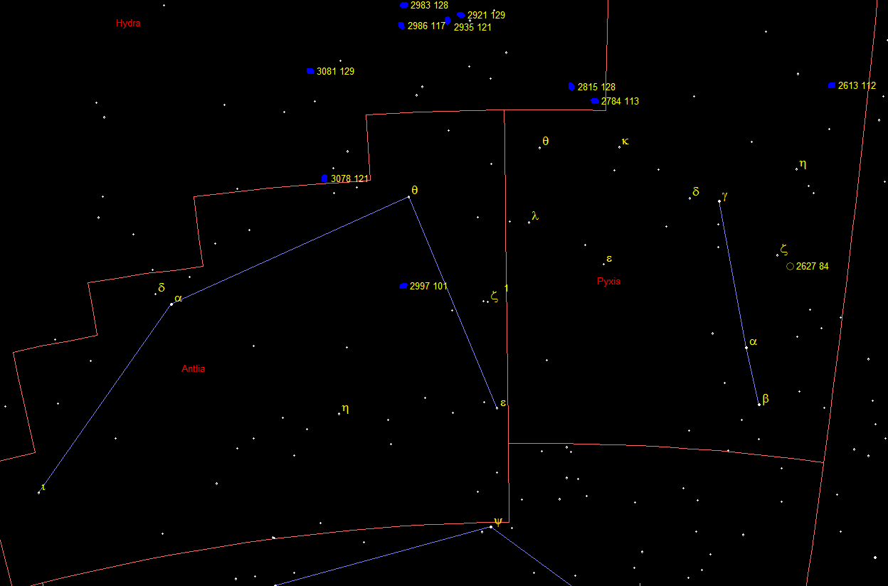 Oggetti di Herschel 2500 nella costellazione Antlia