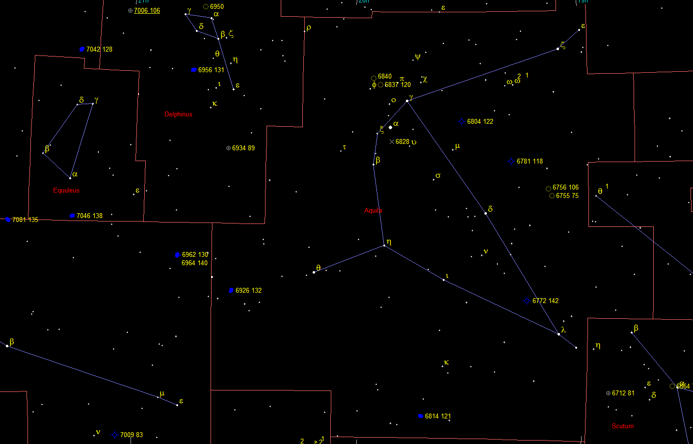 Oggetti di Herschel 2500 nella costellazione Aquila