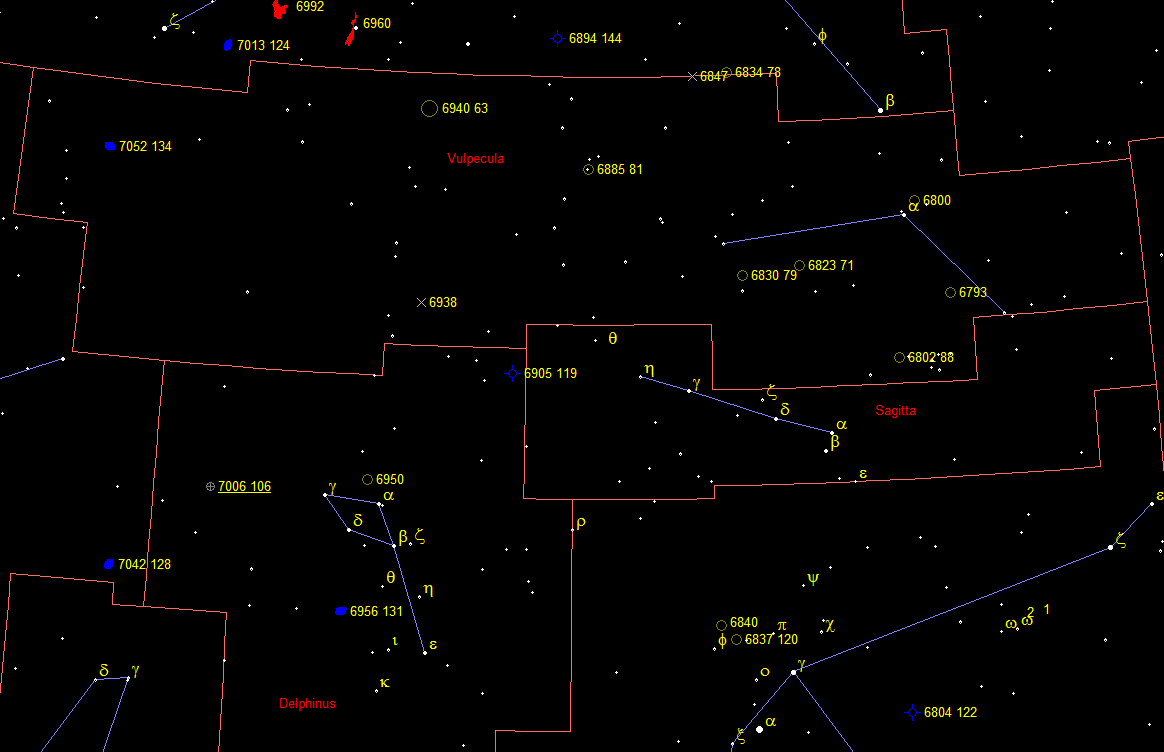 Oggetti di Herschel 2500 nella costellazione Delphinus
