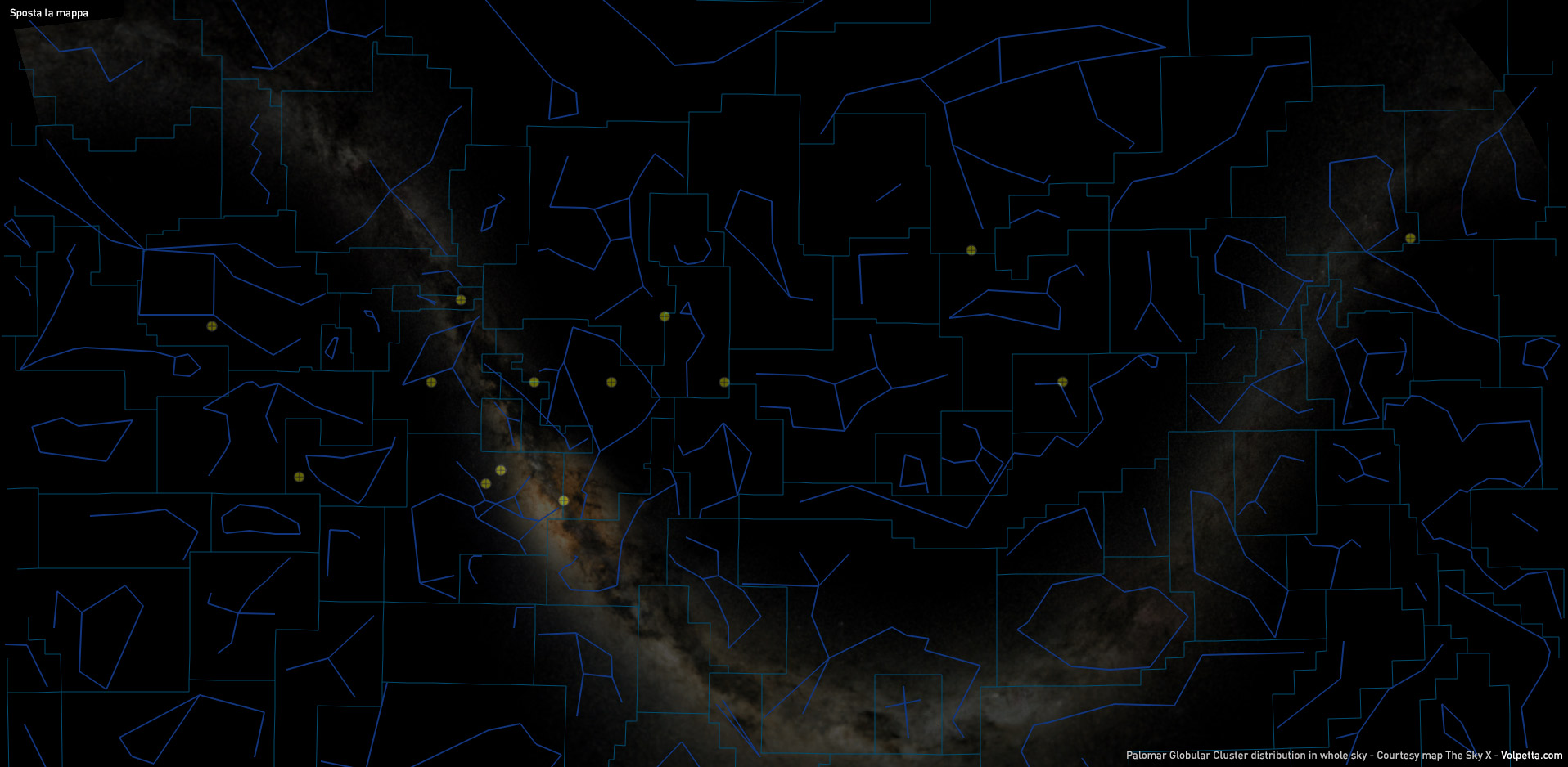 Mappa generale degli ammassi globulari di Palomar